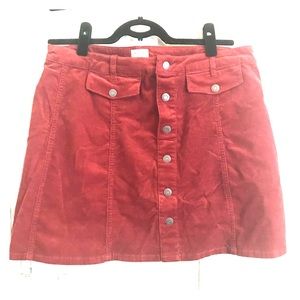 Maroon Corduroy Mini Skkrt